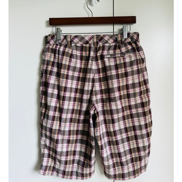 Vintage 90s Plaid Bermuda Shorts summer Prep Twee Size M/10 Pink Grunge Skater - Picture 7 of 7